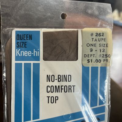 Vintage Hudsons Knee Hi Stockings NOS Plus Queen Size Taupe 9-12 NIP