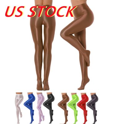 US Women High Waist Shiny Glossy Sheer Stockings Dance Tights Pantyhose Hosiery