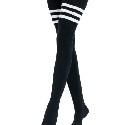 Extra Long Cotton Stripe Thigh High Socks Grunge Over the Knee High Stockings...