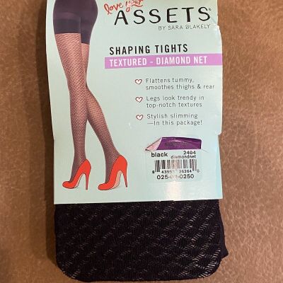 Love Your Assets Shaping Tights Textured Diamond Net Black Size 5 Spanx Brand
