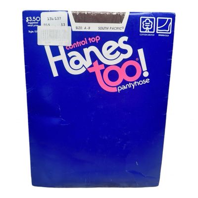 Vintage 1985 Hanes Too Sheer Pantyhose Control Top Style 137 AB South Pacific
