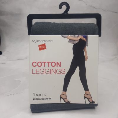 Hanes Womans Style Essentials Cotton Spandex Leggings Heather Gray Large