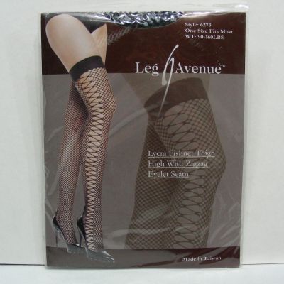 LEG AVENUE - ONE SIZE FITS MOST (90-160 LBS) FISHNET WITH EYELET SEAM STOCKINGS!