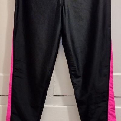 Leggings Black/Pink Sz M Silky Shiny  no tags Great Condition Well Made See Stit