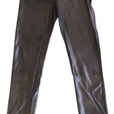 Spanx Size XL Faux Leather Slimming Black Leggings High-Waisted Shapewear