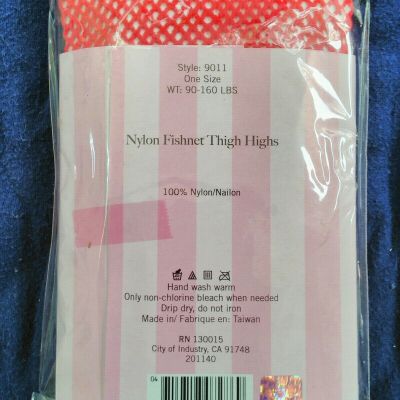 NWT Womens Fishnet Stocking Thigh High red one size