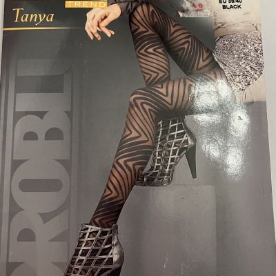 Oroblu Fashion Tights “Tanya” Size Small Black New In Package