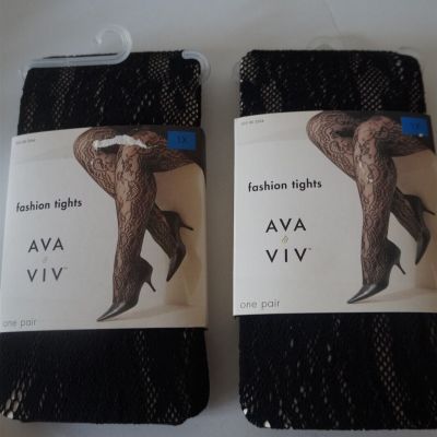 Ava & Viv Fashion Tights Ebony Black Fashion Tights 2 pair Paisley Size 1X