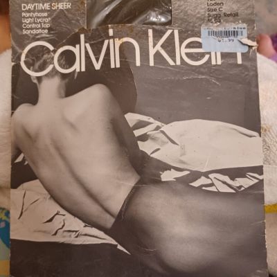 Calvin Klein Daytime Sheer Control Top Pantyhose Size C Loden Green Vintage 1985