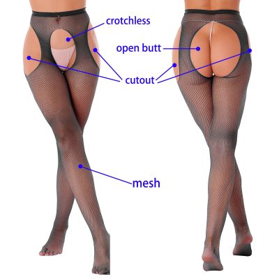 US Womens Stretchy High Waist Tights Hollow Out Crotchless Pantyhose Long Pants