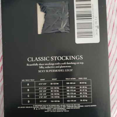 Ladies VICTORIAS SECRET Classic Stockings, BLACK Sexy Thigh High, size C