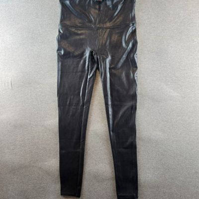 Spanx Ready To Wow Faux Leather Leggings High Waist Black Women's Size XL 2437T