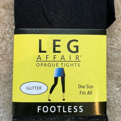 Leg Affair Opaque Tights Glitter Footless One Size Fits All Black