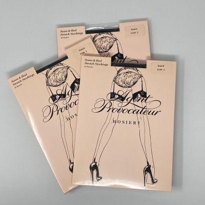 Pack of 3 Agent Provocateur Seam & Heel Stretch Black Stockings Size 2 NEW