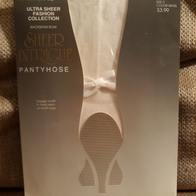 Stylish Sheer Intrigue White Pantyhose with Heel Bow/Wedding
