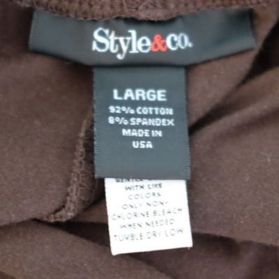 Style & Co Dark Brown Cotton/Spandex Leggings Women's L #p95-409