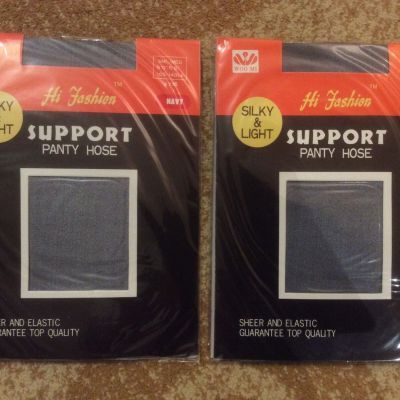 2 pairs support silky pantyhose. Navy. Size S/M
