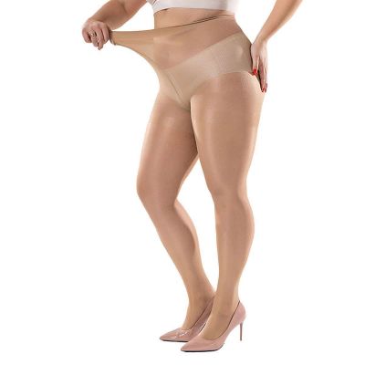 Women Plus Size Shiny High Waist Glossy Sheer Stockings Tights Pantyhose Hosiery