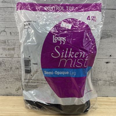4 L'eggs Silken Mist Control Top Semi-Opaque Leg Size B Navy 61