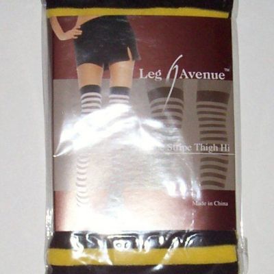 Opaque Stripe Thigh High Stocking Yellow Black LEG AVENUE OSFM Costume Halloween