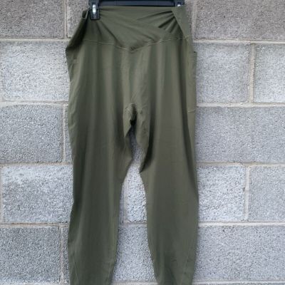 Halara SoftlyZero High Waisted Crossover 7/8 Length Leggings Size 3X Green NWT