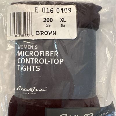 NEW In Bag Eddie Bauer Control Top Microfiber Brown Tights Extra Large