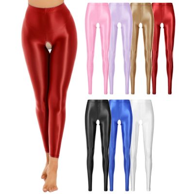 Women Glossy Opaque Tummy Control Pant Pantyhose Shiny High Waist Footless Tight