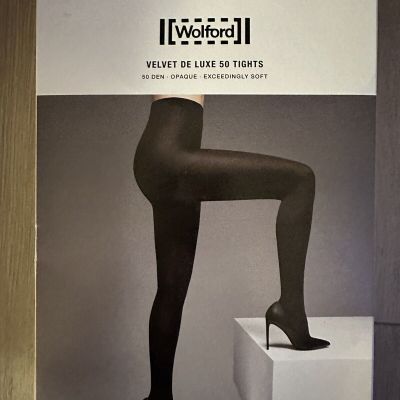 Wolford Women's US S Velvet De Luxe 50 Tights Black 10687 New in Packaging