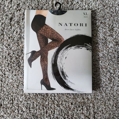 Natori – Black Deco Lace Net Tights (Size XL)