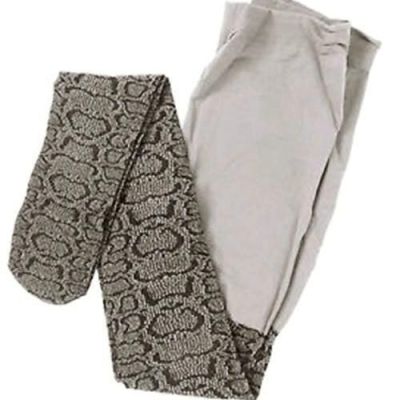 HUE Cream Python Print Tights Control Top Pantyhose Hosiery U13655 Size S/M NWT