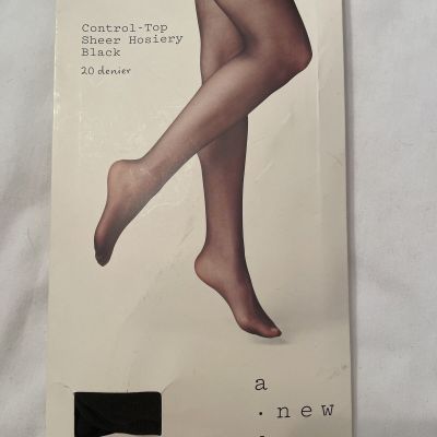 A New Day Sheer Pantyhose Tights Size S/M Black  20 Denier NEW