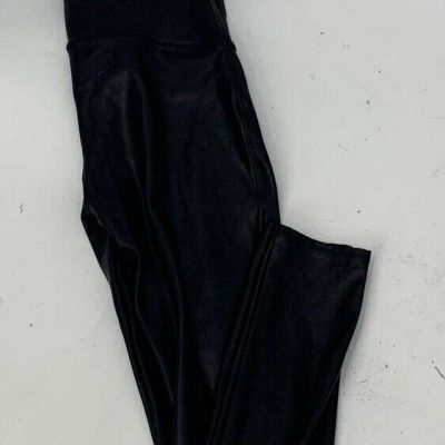 Spanx womens black shiny faux leather leggings NWT sz L