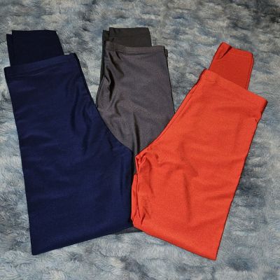 American Apparel Nylon Tricot Leggings Large Lot 3 Pair Shiny Spandex NWOT