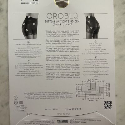 OROBLU Bottom Up Tights 40 Shock Up 40 NIP Made in Italy Sz SMALL , Sable