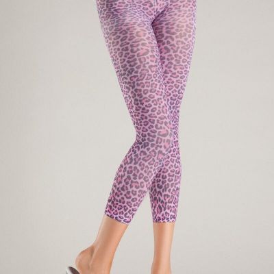 BeWicked Pink Leopard Print Pantyhose Footless Tights