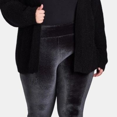 Terra & Sky Women's Black Plus Velvet Leggings Size 4X (28W-30W) NWT