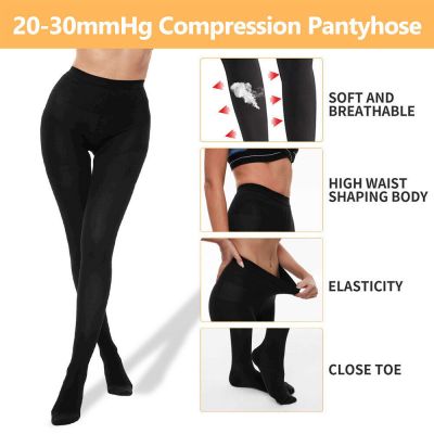 Compression Pantyhose Women & Men 20-30mmHg Closed Toe Thigh High Compression XL