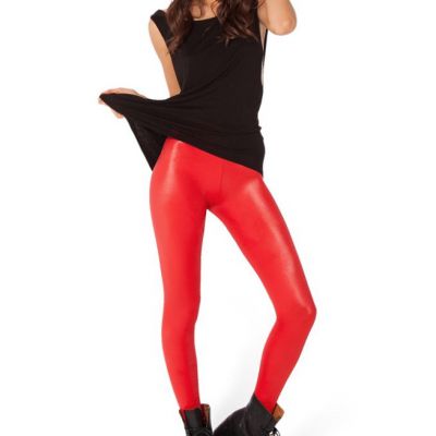 Black Milk Wet Look High-Waisted Red Leggings size Medium