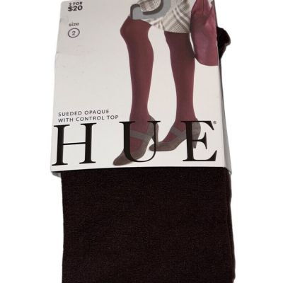 HUE Sueded Opaque Control Top Size 2 Espresso Tights New Fall Panty Hose