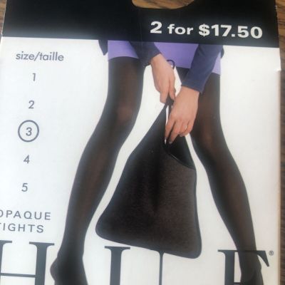 HUE Womens Opaque  Top Tights Size 3 Navy 2 Pair New $2 start