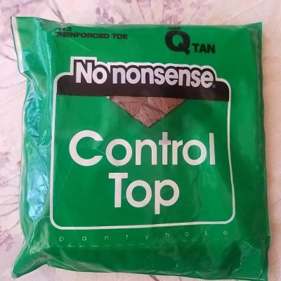 New Sealed Package No Nonsense Pantyhose Control Top Size Q Tan Reinforced Toe