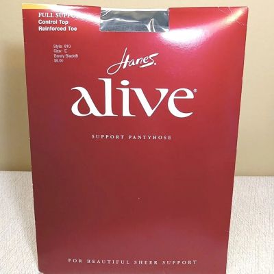 NEW Hanes Womens Alive Full Support Control Barely Black Size E Style 810