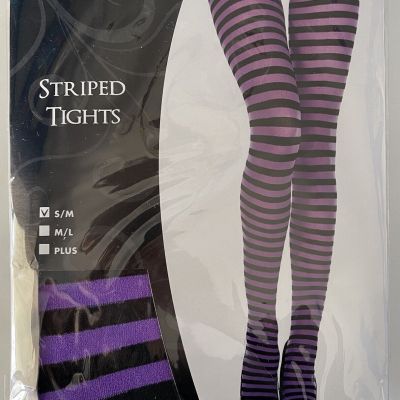Spirit Halloween Purple And Black Striped Tights Size S/M New In Package