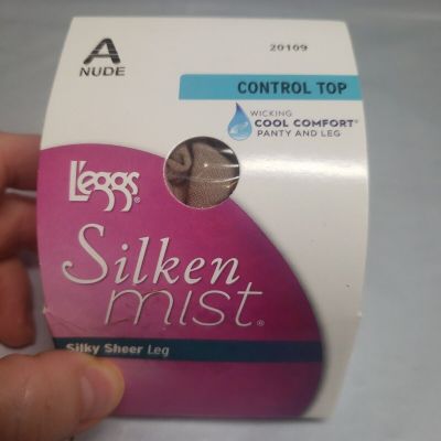 L'eggs Silken Mist Control Top Silky Sheer Wicking Cool Comfort NUDE Sz A 20109