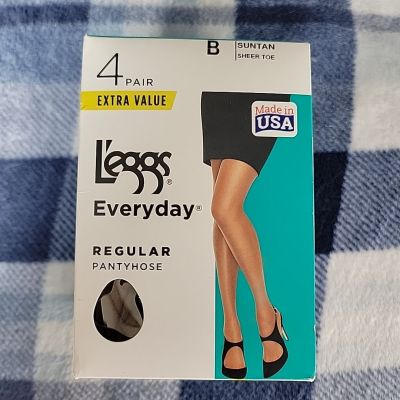 L'eggs Everyday Regular sheer toe 4 Pair Nude  SIZE B ~BRAND NEW