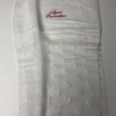 NWOT Agent Provocateur White Semi-Sheer Dotted Thigh High Stockings Size 2