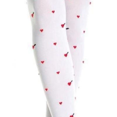 NWT sexy MUSIC LEGS opaque CUPID arrows HEARTS valentine's THIGH highs STOCKINGS