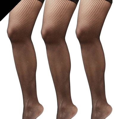 Plus Size Fishnet Stay Up Thigh Highs 3-Pack Womens 1x-4x Black Stockings