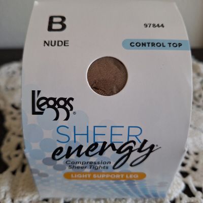 L'EGGS  SHEER ENERGY SZ B NUDE COMPRESSION SHEER LEG SUPPORT PANTYHOSE