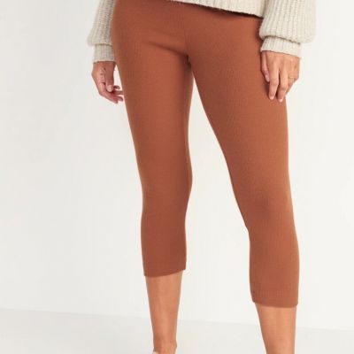Old Navy Women's Size 3X ~ Copper High-Waisted Rib Knit Cropped Leggings  NWT